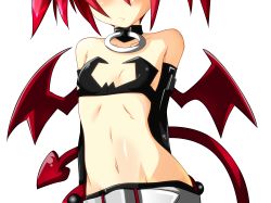 Rule 34 | 1girl, absurdres, demon girl, demon tail, demon wings, disgaea, etna (disgaea), female focus, head out of frame, highres, navel, red hair, solo, tail, th3laugh1ngman, transparent background, vector trace, wings