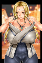 Rule 34 | 1girl, blush, breasts, female focus, gigantic breasts, highres, naruto, naruto (series), sakuradou, solo, tsunade (naruto)