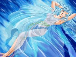 Rule 34 | blue eyes, blue hair, breasts, fantasy, girl doll 2 shisha, large breasts, see-through, uran, wings