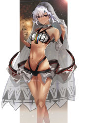 Rule 34 | 1girl, absurdres, altera (fate), bare shoulders, black nails, breasts, dark-skinned female, dark skin, detached sleeves, fate/grand order, fate (series), female focus, full-body tattoo, highres, looking at viewer, midriff, musicatopos, nail polish, navel, red eyes, short hair, silver hair, small breasts, solo, tattoo, veil