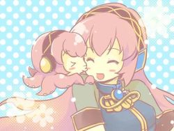 Rule 34 | child-box, closed eyes, kiss, long hair, lowres, megurine luka, piapro, pink hair, song request, takoluka, very long hair, vocaloid