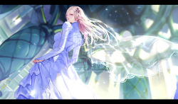 Rule 34 | 1girl, absurdres, warrior of light (ff14), blonde hair, blurry, blurry background, closed mouth, dress, earrings, elezen, elf, final fantasy, final fantasy xiv, hair ornament, hairclip, highres, jewelry, letterboxed, long hair, pointy ears, purple eyes, red lips, sample watermark, single earring, solo, turtleneck, veil, watermark, wedding dress, yi cat