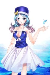 Rule 34 | 1girl, blue hair, breasts, cleavage, fairy tail, juvia lockser, large breasts, solo, water