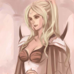 Rule 34 | 1990s (style), 1girl, armor, blonde hair, blurry, blurry background, breasts, brown eyes, cape, circlet, cleavage, closed mouth, female focus, final fantasy, final fantasy iv, kareji, leotard, lips, long hair, lowres, medium breasts, one side up, pillar, rosa farrell, shoulder pads, shoulder spikes, smile, solo, spikes, tiara, upper body