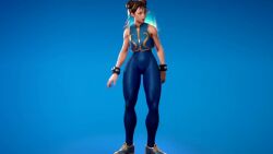 Rule 34 | 1girl, 3d, alternate costume, animated, artist name, asian, audible music, blue background, blue bodysuit, bodysuit, capcom, chun-li, dancing, fortnite, from behind, leggings, looking at viewer, lower body, official alternate costume, ryona, shiny clothes, simple background, skin tight, solo, sound, street fighter, street fighter zero (series), tagme, thigh gap, video, wide hips