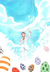 Rule 34 | bug, butterfly, closed eyes, cloud, digimon, digitama, egg, hat, insect, microphone, real life, sky, smile, wada kouji