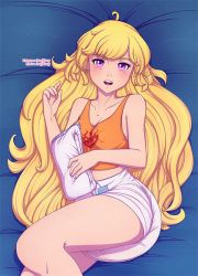 Rule 34 | blonde hair, diaper, lazyblazy, looking at viewer, rwby, yang xiao long