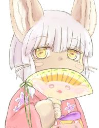 Rule 34 | 10s, artist request, brown eyes, rabbit, furry, japanese clothes, made in abyss, nanachi (made in abyss), white hair