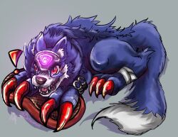 Rule 34 | belt, claws, digimon, digimon (creature), exclamation mark, loogamon, solo, tail, wolf