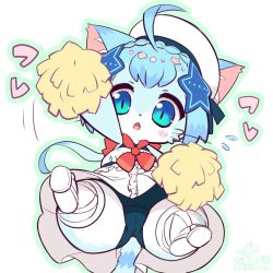 Rule 34 | 1girl, akurara (cat busters), artist request, blue eyes, blue hair, cat, cat busters, furry, furry female, open mouth, solo, swimsuit