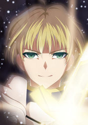 Rule 34 | 1boy, ahoge, arthur pendragon (fate), blonde hair, excalibur (fate/stay night), fate/prototype, fate/stay night, fate (series), glowing, glowing sword, glowing weapon, green eyes, male focus, nina (pastime), short hair, solo, sword, weapon
