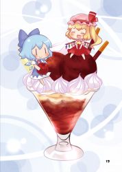 Rule 34 | 2girls, ^ ^, ascot, bad id, bad pixiv id, blonde hair, blue hair, bow, cherry, chibi, cirno, closed eyes, closed eyes, flandre scarlet, food, fruit, hair bow, hair ribbon, hat, ice, ice wings, kokumo an&#039;yo, long hair, luce (3lil), mob cap, multiple girls, open mouth, parfait, pocky, ribbon, short hair, side ponytail, smile, touhou, wings, | |
