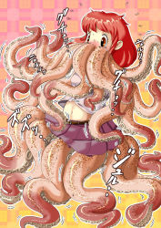 Rule 34 | edmol, monster girl, navel, octopus, red eyes, red hair, transformation, what