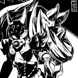 Rule 34 | 1girl, absurdres, armor, cete (controllingtime), greyscale, highres, monochrome, monster hunter (series), monster hunter: world, radobaan, radobaan (armor), solo