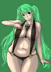 Rule 34 | 1girl, aqua eyes, aqua hair, between breasts, breasts, cleavage, hatsune miku, large breasts, long hair, looking at viewer, plump, solo, thick thighs, thighs, very long hair, vocaloid, wide hips