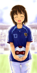 Rule 34 | 1girl, 2006 fifa world cup, adidas, ball, clothes writing, highres, japan, ooshiro youkou, original, soccer, soccer ball, solo, teamgeist, world cup