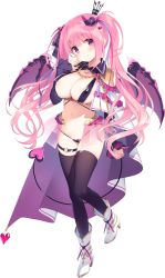 Rule 34 | 1girl, anneliese, black thighhighs, demon girl, full body, highres, kimagure temptation, kimishima ao, long hair, official art, pink hair, solo, thigh strap, thighhighs, transparent background