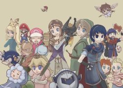 Rule 34 | 00s, 4girls, 6+boys, alternate costume, aura (a440), blonde hair, blue eyes, blue hair, box, brown hair, cape, cardboard box, charizard, child, claus (mother 3), creatures (company), doseisan, facial hair, fire emblem, fire emblem: mystery of the emblem, fire emblem: path of radiance, fox mccloud, game freak, gen 1 pokemon, gloves, hat, headband, helmet, ice climber, ike (fire emblem), kid icarus, kirby, kirby (series), link, lucas (mother 3), mario, mario (series), marth (fire emblem), mask, meta knight, metal gear (series), metal gear solid, metroid, midna, mitsuda karin, mother (game), mother 2, mother 3, multiple boys, multiple girls, mustache, ness (mother 2), nintendo, pikachu, pikmin (series), pit (kid icarus), pokemon, pokemon (creature), pokemon frlg, ponytail, popo (ice climber), princess peach, princess zelda, red (pokemon), red (pokemon frlg), samus aran, solid snake, sonic (series), sonic the hedgehog, squirtle, star fox, super smash bros., the legend of zelda, the legend of zelda: twilight princess, tiara, wings, yoshi, zero suit