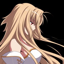 Rule 34 | 00s, 1girl, archetype earth, arcueid brunestud, bad id, bad pixiv id, bare shoulders, blonde hair, detached sleeves, dress, face, long hair, looking down, melty blood, profile, red eyes, solo, strapless, strapless dress, takeuchi takashi, tsukihime, type-moon