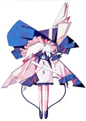 Rule 34 | 1girl, absurdres, adapted costume, blue footwear, blue hat, bow, buttons, closed mouth, collared dress, cubism, dress, full body, geometry, hair over one eye, harano kaguyama, hat, hat bow, heart, heart of string, highres, komeiji koishi, large hat, long hair, parted lips, shoes, sleeves past wrists, smile, solo, standing, third eye, touhou, white background, white bow, white eyes, white hair, wide sleeves, yellow dress