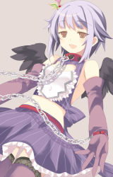 Rule 34 | 10s, 1girl, bare shoulders, bdsm, black wings, bondage, boots, bound, breasts, chain, cleavage, cleavage cutout, clothing cutout, collar, cuffs, cuffs-to-collar, elbow gloves, garter straps, gloves, hair ornament, hairclip, heart, heart cutout, idolmaster, idolmaster cinderella girls, koshimizu sachiko, crossed legs, light purple hair, open mouth, short hair, sitting, small breasts, smile, solo, takase kanan, thigh boots, thighhighs, wings