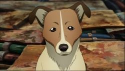 Rule 34 | 10s, 1boy, animated, animated gif, black hair, crying, dandy (space dandy), dog, lowres, pup (space dandy), sad, space dandy