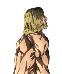 Rule 34 | 1boy, absurdres, beard, blonde hair, brown hair, daisx (dais0115), facial hair, highres, long hair, looking to the side, male focus, muscular, muscular male, mustache, nude, official style, shingeki no kyojin, solo, staring, surprised, upper body, zeke yeager