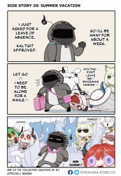 Rule 34 | ..., 3koma, 6+girls, ambiguous gender, animal ear fluff, animal ears, arknights, artist name, bag, black sports bra, candy apple, cat ears, chair, character request, chibi, comic, commentary, crying, demon girl, demon horns, doctor, dragging, dress, english commentary, english text, food, frostnova (arknights), green dress, green eyes, grey hair, hat, highres, holding, holding syringe, horns, kal&#039;tsit (arknights), kinohara kossuta, long hair, mudrock (arknights), multiple girls, navel, off-shoulder dress, off shoulder, official alternate costume, open mouth, pointy ears, purple eyes, red eyes, red hair, satchel, short hair, sick, sitting, skadi (arknights), skadi (waverider) (arknights), slippers, sports bra, suitcase, sunglasses, surtr (arknights), syringe, very long hair, white hair