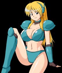 Rule 34 | 1girl, blonde hair, breasts, contra, contra 4, contra hard corps, large breasts, long hair, looking at viewer, midriff, sheena etranzi, shiraki (the perfect world), solo, transparent background