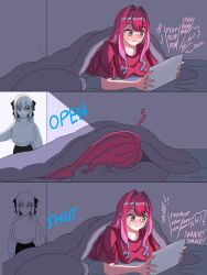 Rule 34 | 2girls, 3koma, artist request, baobhan sith (fate), caught, comic, fate/grand order, fate (series), highres, moaning, morgan le fay (fate), multiple girls, on bed, purple hair