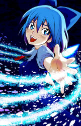 Rule 34 | blue eyes, blue hair, bow, cirno, embodiment of scarlet devil, hair bow, kanzume, profile, short hair, smile, solo, touhou, wings