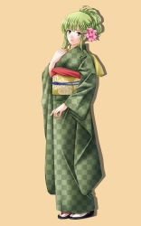 Rule 34 | 1girl, absurdres, bad id, bad pixiv id, checkered clothes, checkered kimono, fire emblem, fire emblem: mystery of the emblem, fire emblem heroes, full body, green eyes, green hair, highres, japanese clothes, kimono, long hair, looking at viewer, nintendo, palla (fire emblem), pegasus knight uniform (fire emblem), simple background, smile, solo, standing, tachi-e, tamamon, unmoving pattern, white background