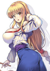 Rule 34 | 1girl, :o, arc the lad, ass, bare shoulders, blonde hair, braid, breasts, dress, huge breasts, impossible clothes, lieza (arc the lad), long hair, nagase haruhito, open mouth, solo, whip, yellow eyes