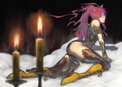 Rule 34 | 1girl, animal ears, bk1964, blue eyes, boots, candle, cat ears, long hair, megurine luka, pink hair, solo, thighhighs, vocaloid