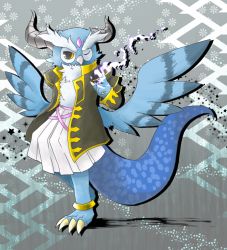 Rule 34 | amon (p&amp;d), anklet, beak, bird, claws, cloak, highres, horns, jewelry, monster, owl, puzzle &amp; dragons, tail, wings, yellow eyes