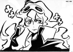 Rule 34 | + +, 00s, 1girl, coat, cross-shaped pupils, goggles, goggles on head, greyscale, monochrome, nia teppelin, official art, scan, sketch, solo, symbol-shaped pupils, tengen toppa gurren lagann