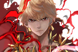 Rule 34 | 1boy, blonde hair, closed mouth, earrings, fate/grand order, fate/stay night, fate/zero, fate (series), gilgamesh (fate), hair between eyes, jewelry, kdm (ke dama), looking at viewer, male focus, necklace, red eyes, short hair, smile, solo