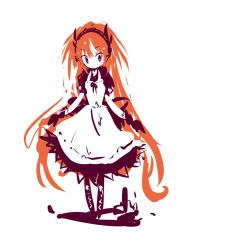 Rule 34 | 1girl, abstract, apron, dress, hairband, long hair, looking at viewer, maid, maid apron, orange hair, original, simple background, solo, very long hair, white background, yoru kami shiro