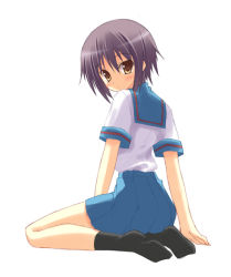 00s 1girl female_focus nagato_yuki ruru_(artist) ruru_(heat_haze) school_uniform serafuku short_hair socks solo suzumiya_haruhi_no_yuuutsu