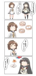 Rule 34 | 10s, 4koma, absurdres, bad id, bad twitter id, bamboo steamer, baozi, blazer, colorized, comic, commentary request, food, hair ribbon, headgear, highres, isokaze (kancolle), jacket, kantai collection, long hair, long sleeves, nanakusa suzuna, pun, ribbon, scarf, speech bubble, thighhighs, translation request, yukikaze (kancolle)