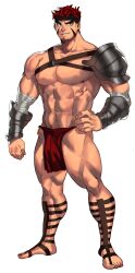 Rule 34 | 1boy, abs, absurdres, armor, bara, barefoot sandals (jewelry), bracer, facial hair, facial mark, full body, goatee, greco-roman clothes, highres, huge pectorals, kneehighs, looking at viewer, male focus, muscular, muscular male, navel, navel hair, nipples, original, pauldrons, pectorals, pelvic curtain, red hair, roman clothes, seductive smile, short hair, shoulder armor, sideburns stubble, single pauldron, smile, socks, solo, stomach, strongman waist, stubble, thick eyebrows, thick thighs, thighs, topless male, ttn (239 239)