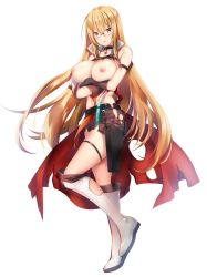 Rule 34 | 1girl, belt, black choker, blonde hair, boots, breasts, breasts out, choker, female focus, glasses, highres, holster, isosaki iki (taimanin asagi battle arena), large breasts, looking at viewer, multiple belts, sakuranbo, short shorts, shorts, solo, taimanin (series), taimanin asagi kessen arena, thigh boots, thighhighs, weapon, yellow eyes