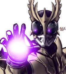 Rule 34 | 1boy, dated, energy ball, glowing, kamen rider, kamen rider kuuga, kamen rider kuuga (series), looking at viewer, male focus, mask, simple background, solo, taikyokuturugi, upper body, white background