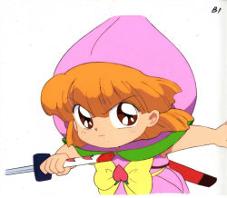 Rule 34 | 1990s (style), akazukin chacha, blonde hair, hood, katana, orin (artist), sword, weapon