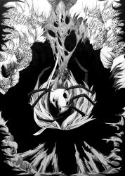 Rule 34 | abstract, black background, bug, commentary, e-yui!!!, greyscale, highres, horror (theme), monochrome, original, spider, talisman, teeth, traditional media