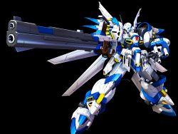 Rule 34 | 3d, arm cannon, black background, glowing, glowing eye, green eyes, gun, highres, holding, holding gun, holding weapon, mecha, mechanical wings, no humans, open hand, robot, science fiction, super robot wars, super robot wars original generation, weapon, weissritter, wings, yugo ama toki