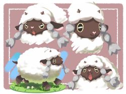 Rule 34 | angry, commentary request, creatures (company), flower, game freak, gen 8 pokemon, grass, highres, horns, nintendo, no humans, open mouth, pokemon, pokemon (creature), pokemon swsh, sheep, white flower, wooloo, yomoyama yotabanashi
