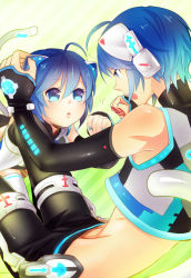 Rule 34 | 1boy, 1girl, animal ears, blue eyes, blue hair, cat ears, cat tail, detached sleeves, gender request, genderswap, headphones, kaiko, kaito (vocaloid), project diva, project diva (series), project diva 2nd, short hair, sunday31, tail, vocaloid