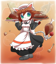 Rule 34 | android, animal ears, blush, food, maid, medarot, nollety, smile, tail