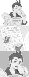 Rule 34 | + +, 3boys, 3koma, antenna hair, bracelet, business suit, coffee, coffee mug, comic, drinking, english text, formal, greyscale, ace attorney, phoenix wright: ace attorney, apollo justice: ace attorney, highres, jacket, jewelry, manfred von karma, male focus, monochrome, mug, multiple boys, phoenix wright, necktie, newspaper, apollo justice, open mouth, spill, suit, upper body
